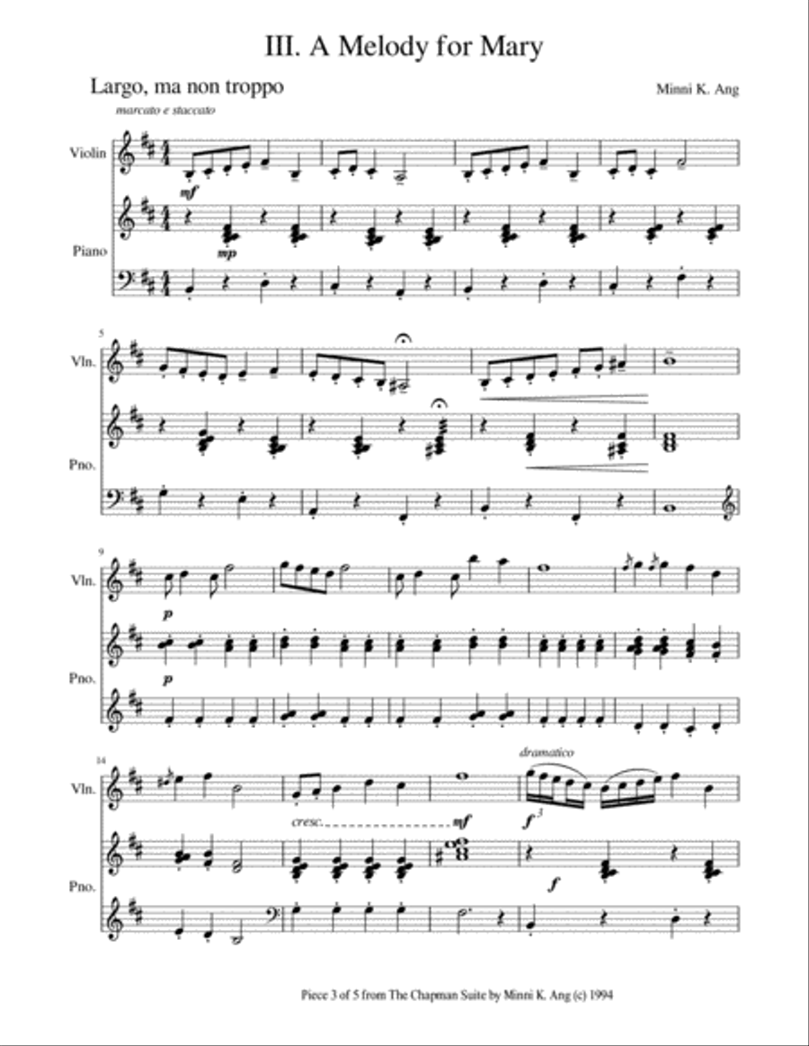 A Melody for Mary A Melody for Mary Violin Solo scores gallery preview page 1