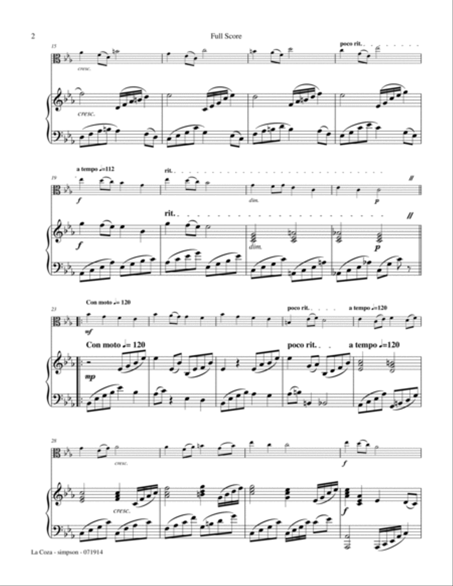 La Coza for Viola & Piano Viola scores gallery preview page 2