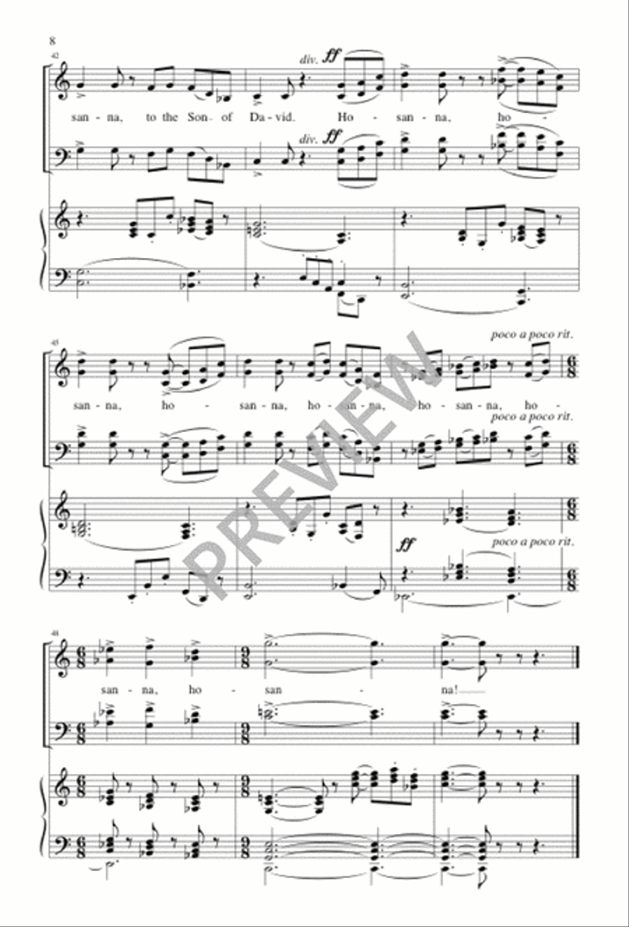 Hosanna to the Son of David 4-Part scores gallery preview page 9