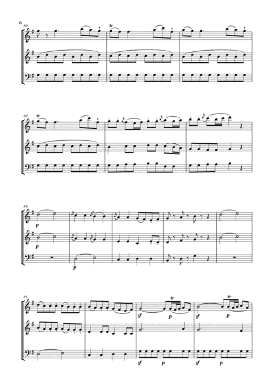 Eine Kleine Nachtmusik for 2 Flutes and Cello Woodwind Trio scores gallery preview page 6