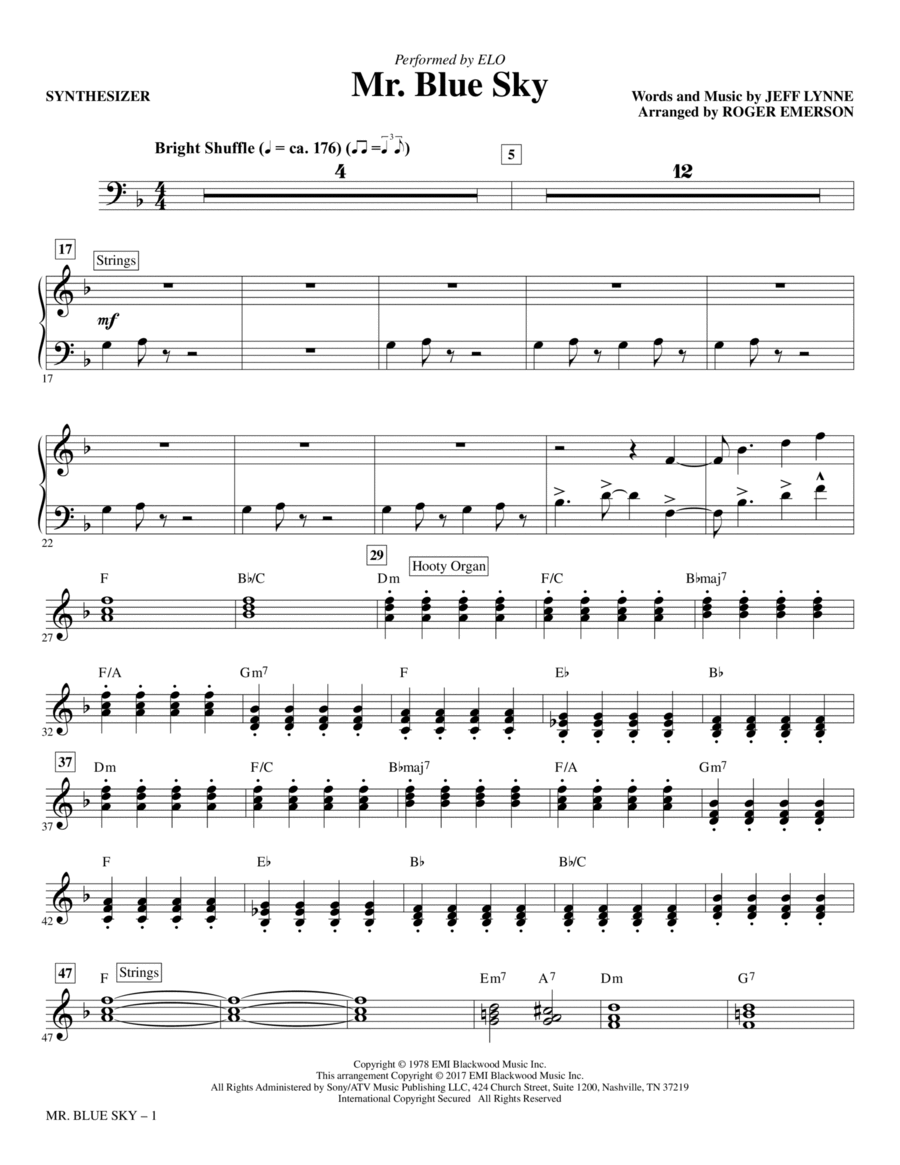 Mr. Blue Sky - Synthesizer Choir scores gallery preview page 1