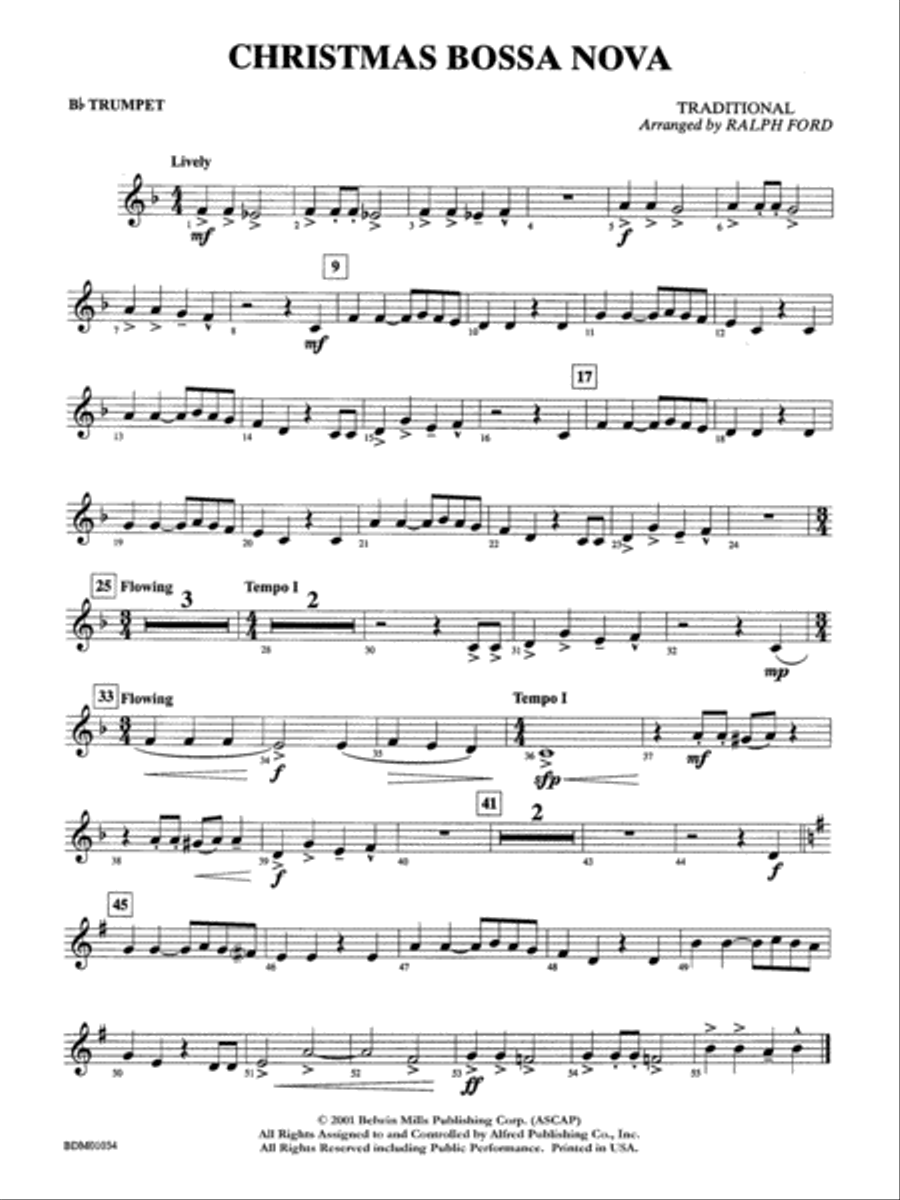 Christmas Bossa Nova: 1st B-flat Trumpet Concert Band scores gallery preview page 1