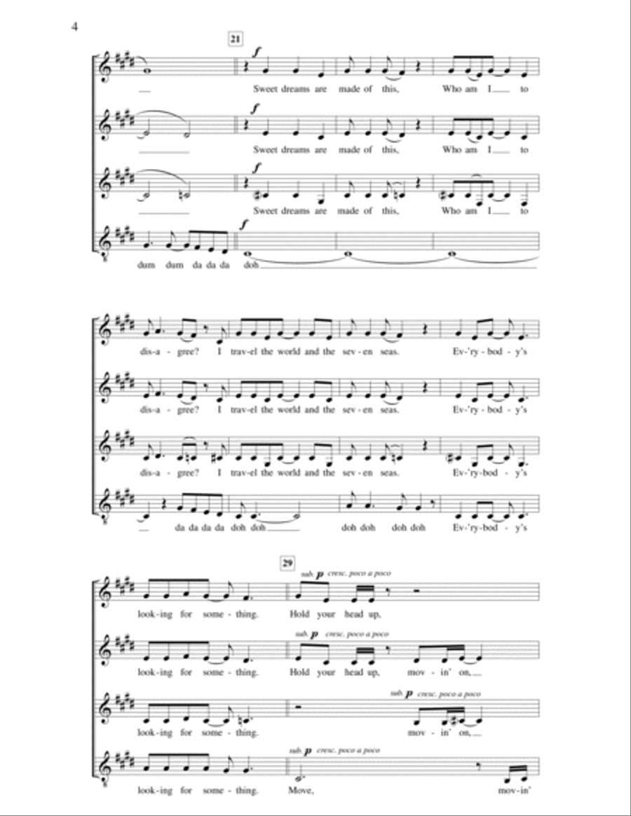 Sweet Dreams (Are Made Of This) (arr. Deke Sharon) SSAA scores gallery preview page 4
