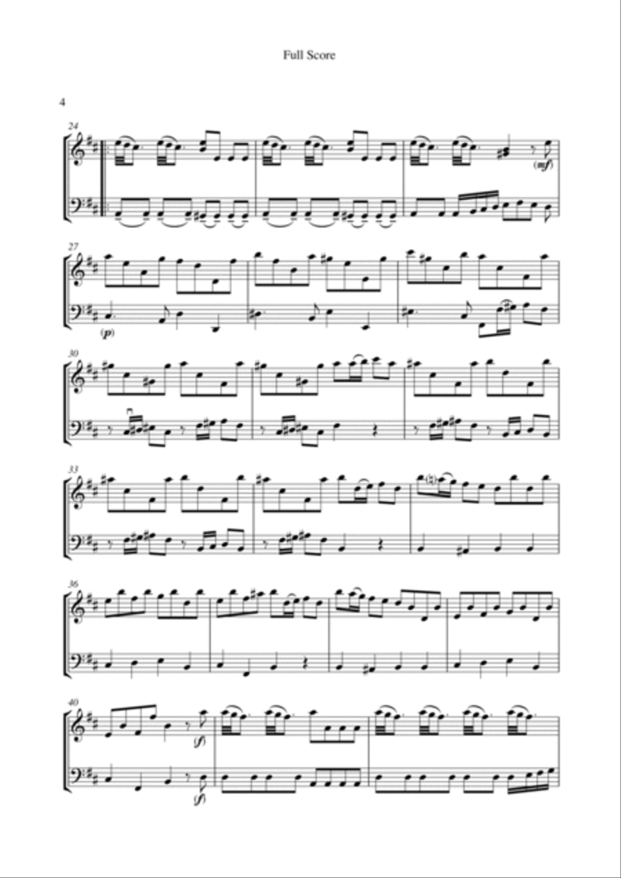 CONCERTO IN D MAJOR FOR 2 VIOLINS, LUTE AND BASSO CONTINUO, F.XII NO.15, 3rd Mov., STRING DUO String Duet scores gallery preview page 6
