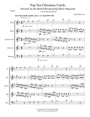 Bach's "In Dulci Jubilo" for Woodwind Quintet