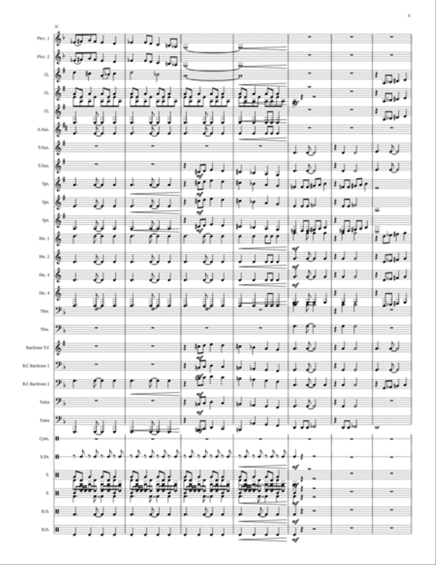 Variations on Sun Cycles Marching Band scores gallery preview page 6