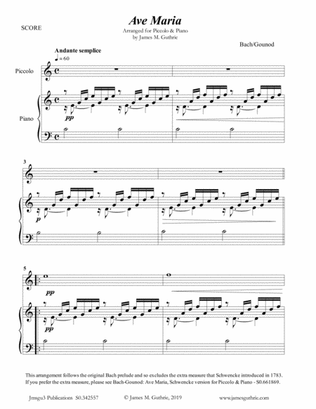 Bach-Gounod: Ave Maria for Piccolo & Piano