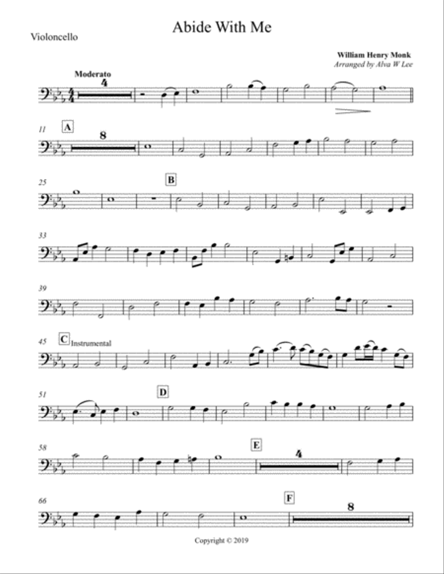 Abide With Me Cello Abide With Me Cello Piano Trio scores gallery preview page 1
