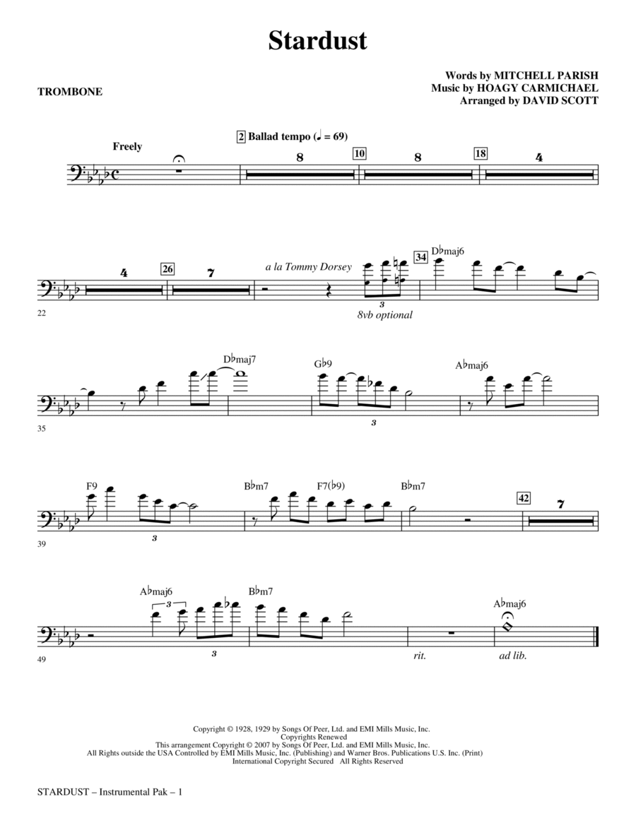 Stardust - Trombone Stardust - Trombone Choir scores gallery preview page 1