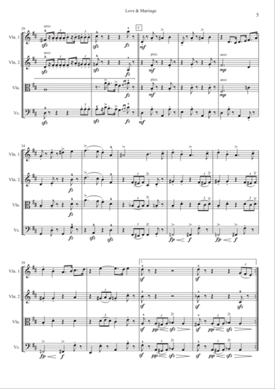 Love And Marriage String Quartet scores gallery preview page 5