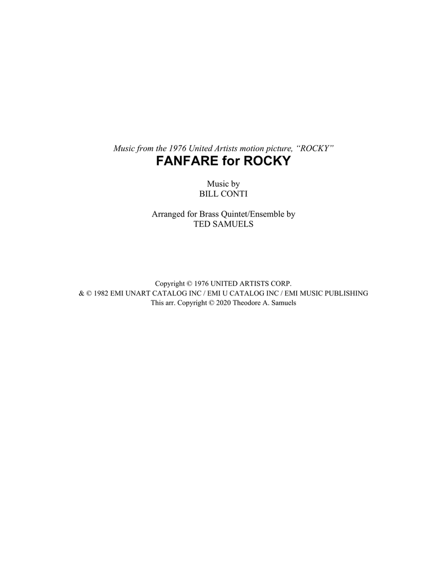 Fanfare For Rocky Brass Ensemble scores gallery preview page 1