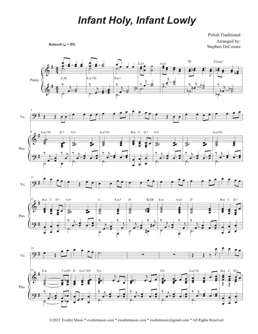Infant Holy, Infant Lowly (Cello solo and Piano) Piano scores gallery preview page 1