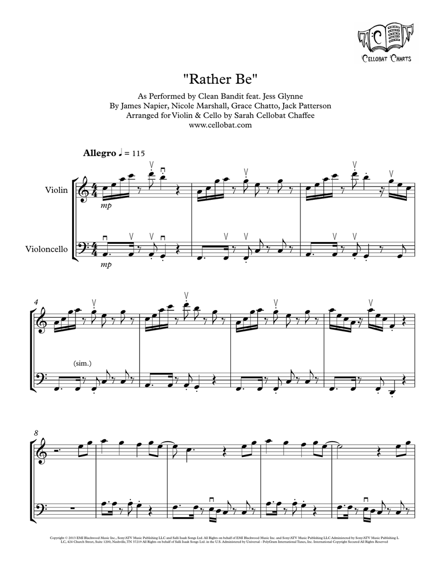 Rather Be String Duet scores gallery preview page 1