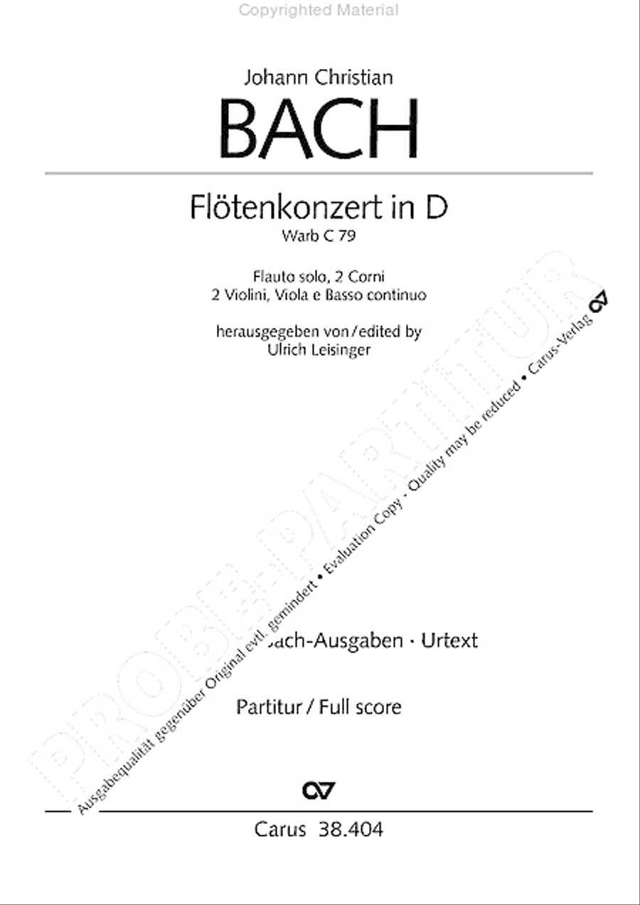 Concerto for Flute in D major (Concerto per il Flauto traverso in D / Flotenkonzert in D) Flute Solo scores gallery preview page 3