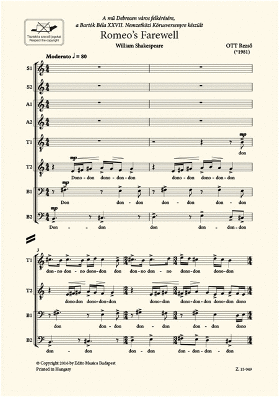 Romeo' Farewell Romeo' Farewell SSAATTBB scores gallery preview page 2