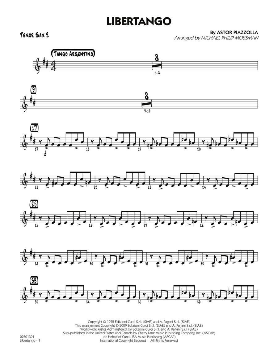 Libertango - Tenor Sax 2 Jazz Ensemble scores gallery preview page 1