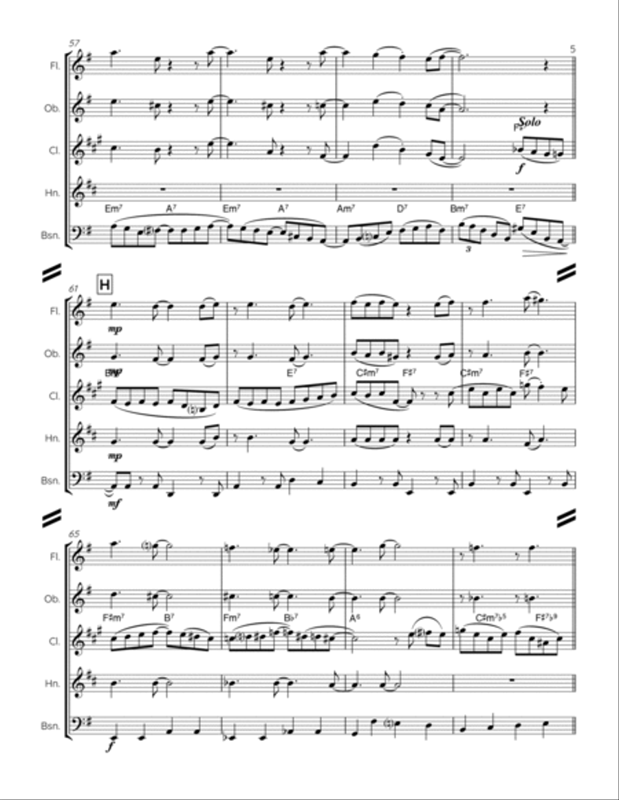 Satin Doll Woodwind Quintet scores gallery preview page 6