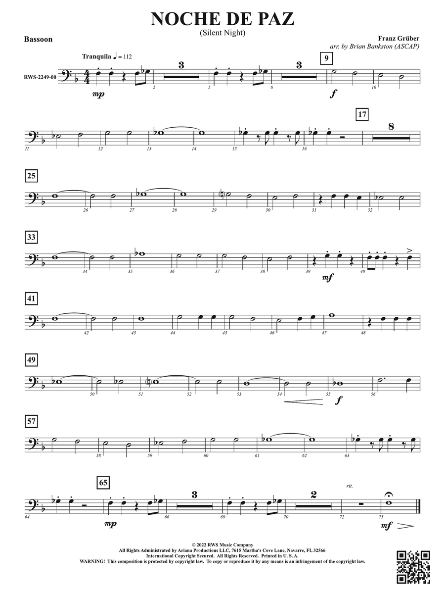 Noche de Paz - Silent Night: Bassoon Bassoon scores gallery preview page 1
