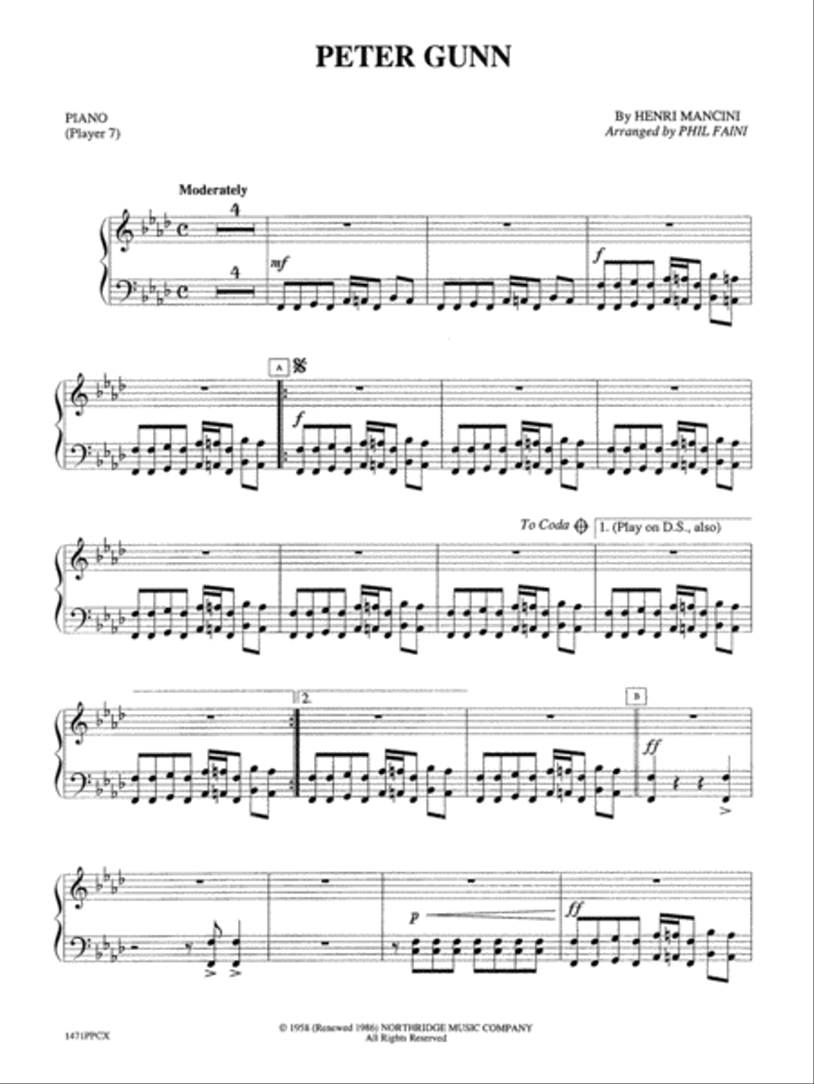 Peter Gunn: Piano Accompaniment Percussion Ensemble scores gallery preview page 1