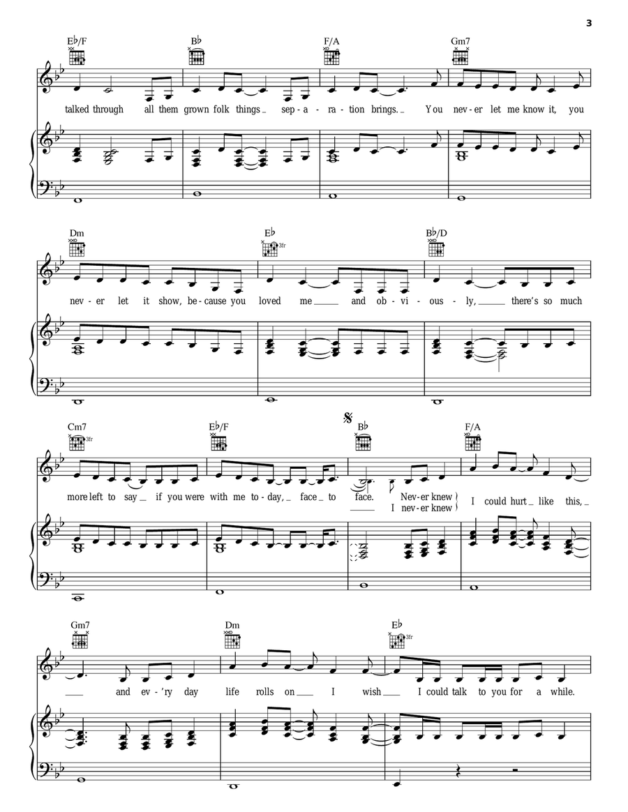 Bye Bye Piano, Vocal, Guitar scores gallery preview page 3