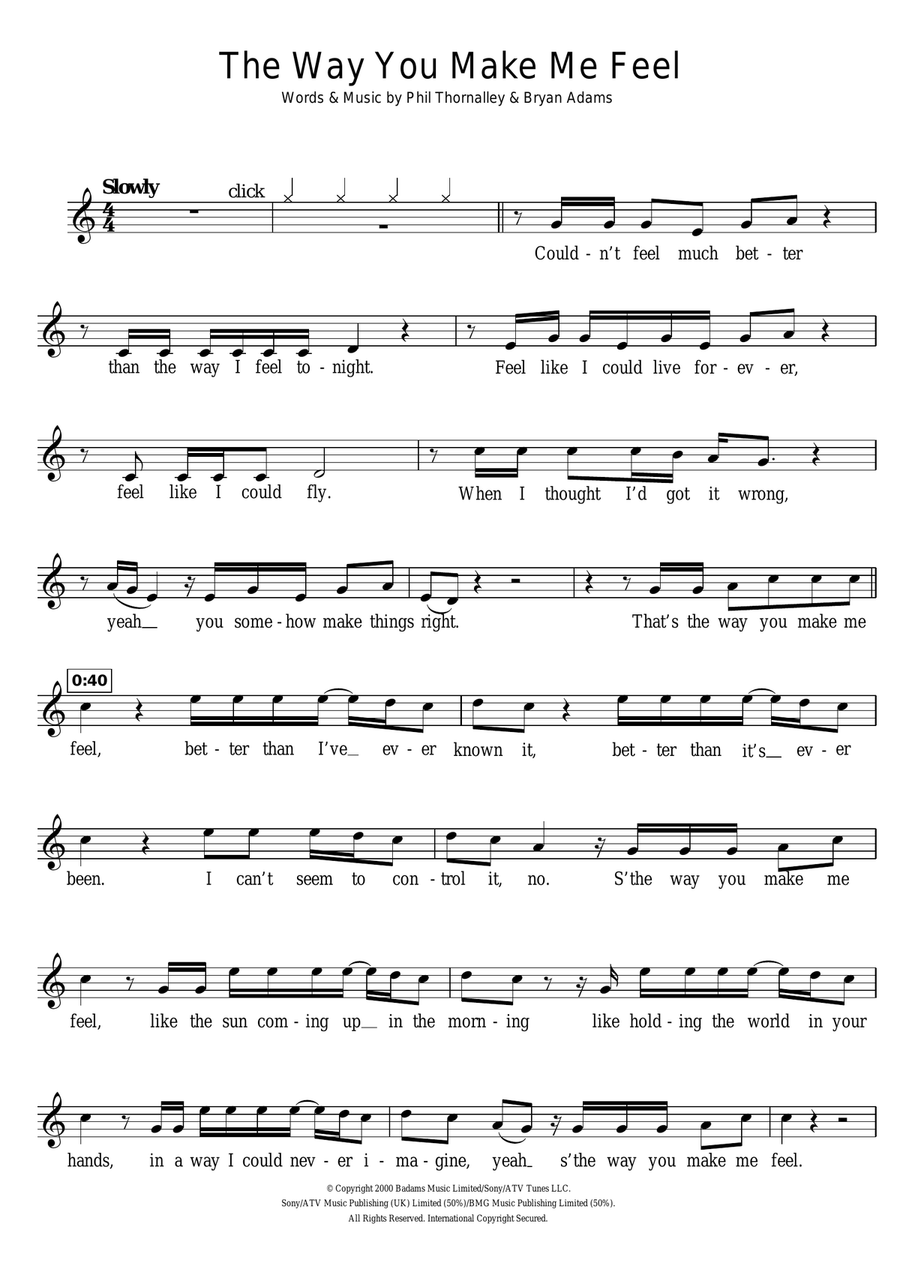 The Way You Make Me Feel The Way You Make Me Feel Recorder scores gallery preview page 1