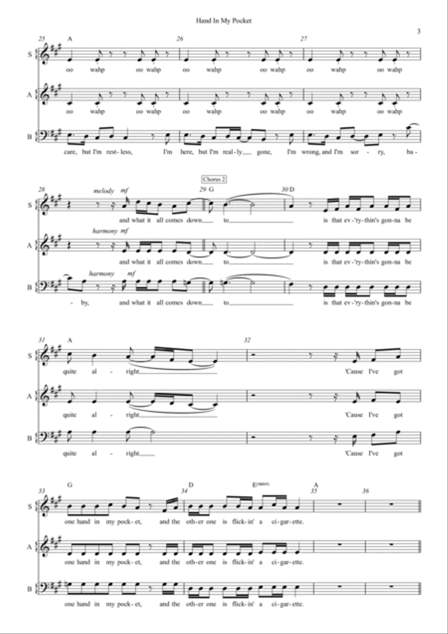 Hand In My Pocket 3-Part scores gallery preview page 3
