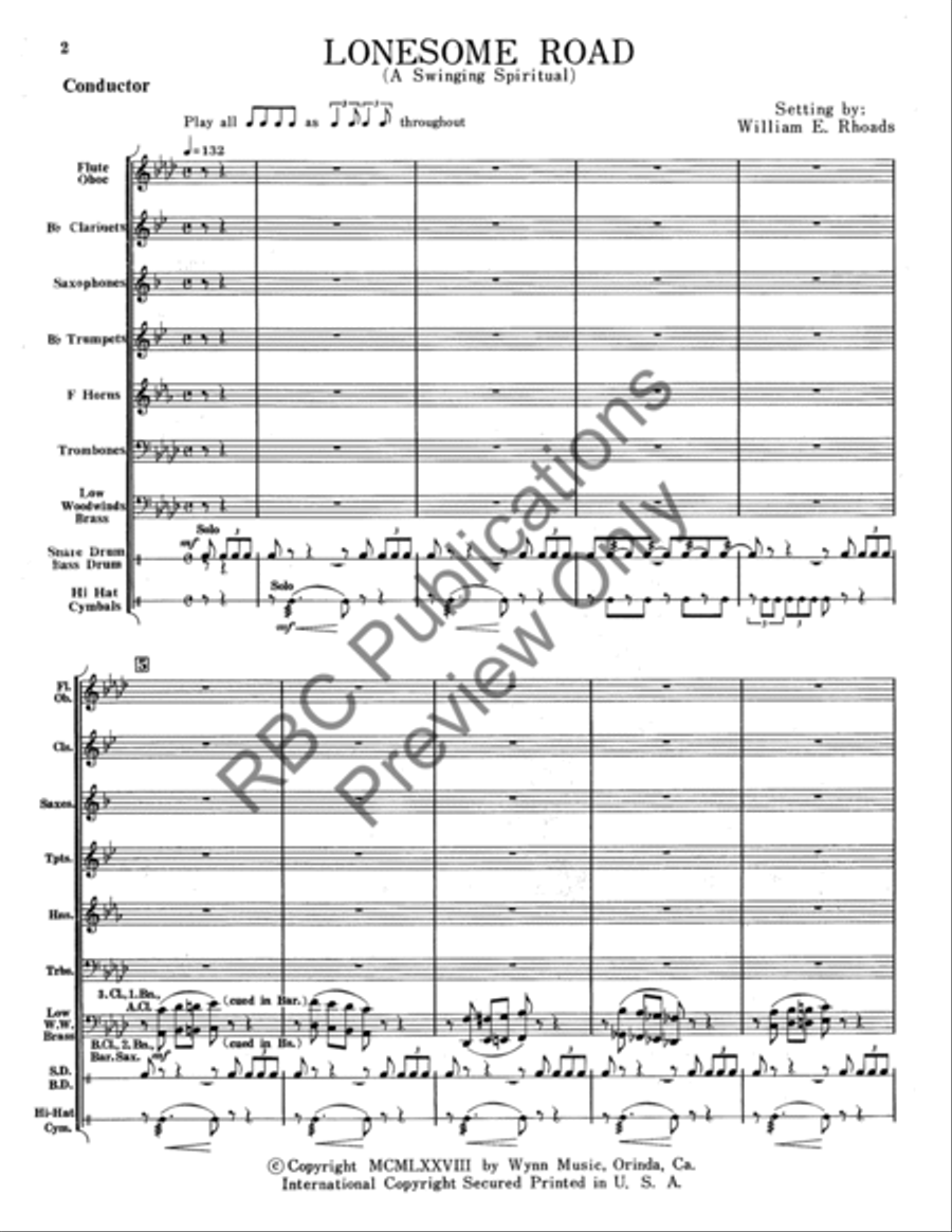 Lonesome Road (Score) Lonesome Road (Score) Concert Band scores gallery preview page 3