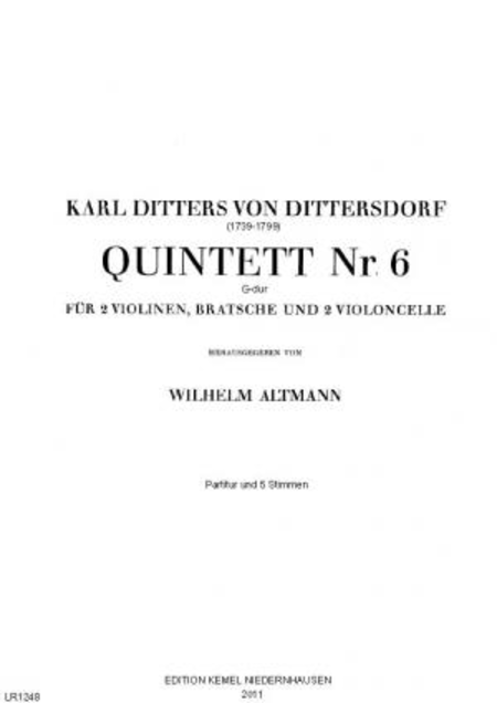 Quintett Nr. 6 G-dur : fur 2 Violinen, Bratsche und 2 Violoncelle, 1789