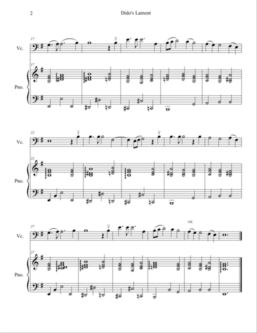 Dido's Lament (Cello Solo with Piano Accompaniment) Dido's Lament (Cello Solo with Piano Accompaniment) Piano scores gallery preview page 2