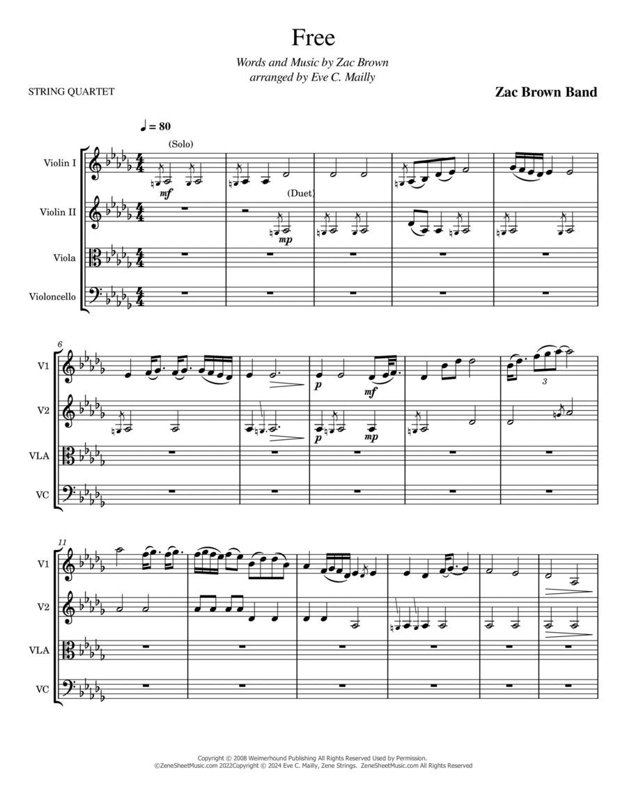 Free String Quartet scores gallery preview page 1