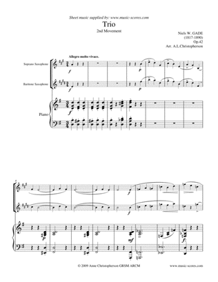 Gade - Allegro Molto- 2nd movement from Piano Trio - Soprano Sax, Baritone Sax and Piano.