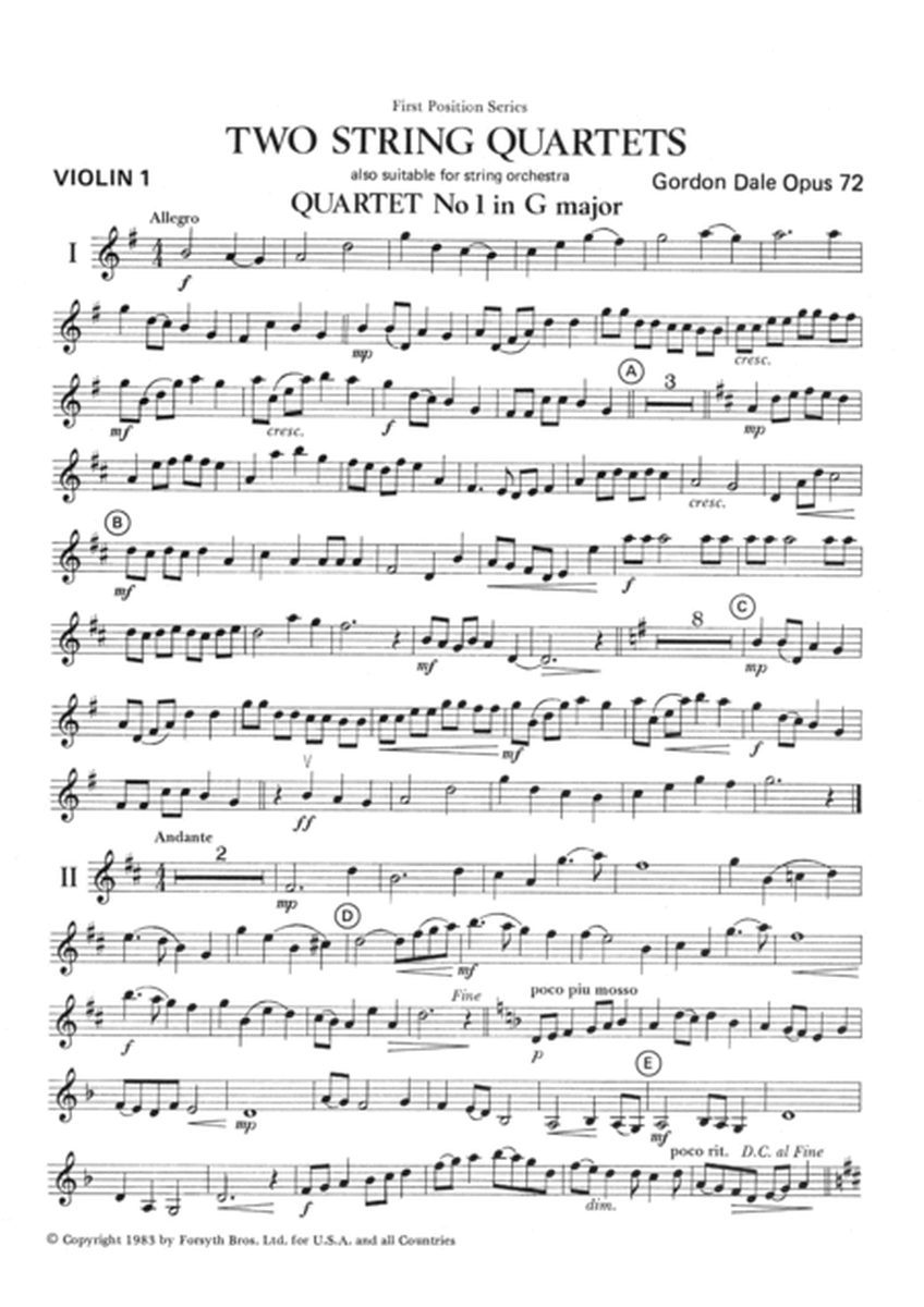 Quartet No. 1 in G Major by Gordon Dale (also suitable for String Orchestra)