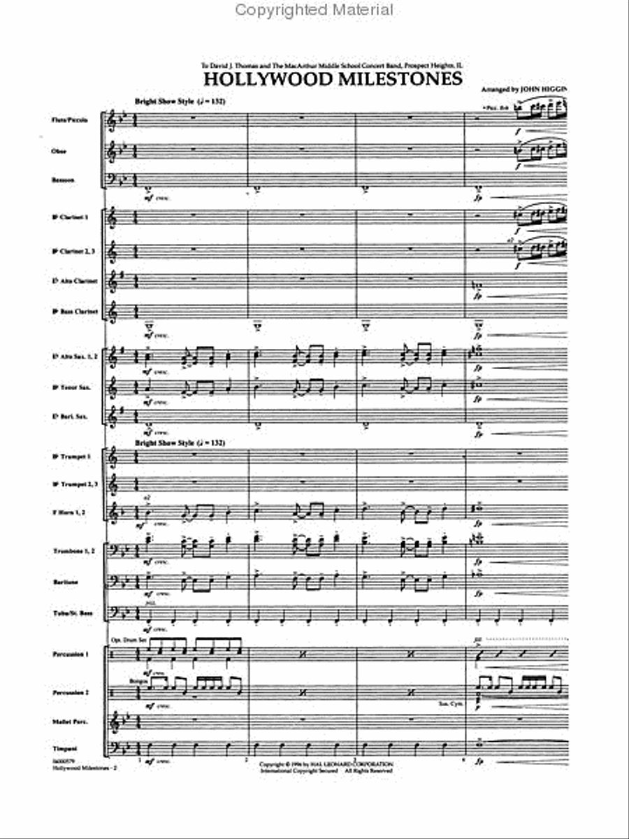 Hollywood Milestones Concert Band scores gallery preview page 2
