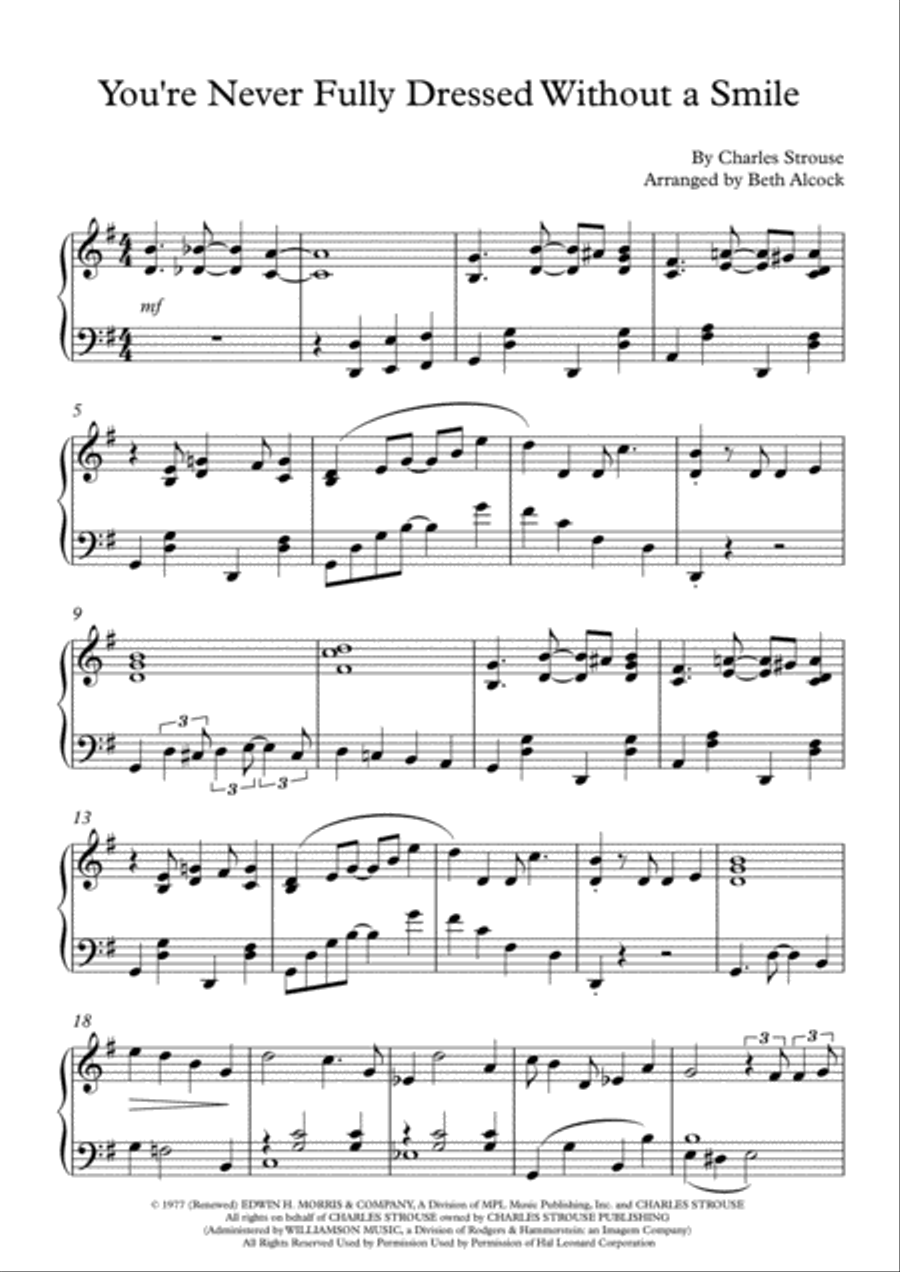 You're Never Fully Dressed Without A Smile Piano Solo scores gallery preview page 1