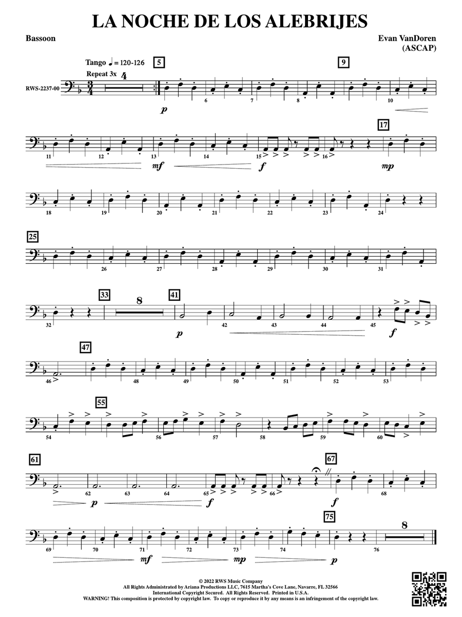 La Noche de los Alebrijes: Bassoon Bassoon scores gallery preview page 1