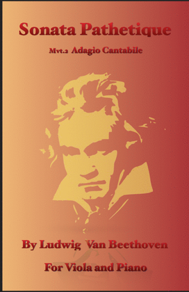 Book cover for Sonata Pathetique, Adagio Cantabile, by Beethoven, for Viola and Piano