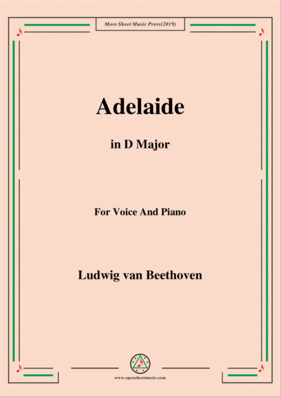 Beethoven-Adelaide in D Major,for voice and piano Voice Solo scores gallery preview page 1