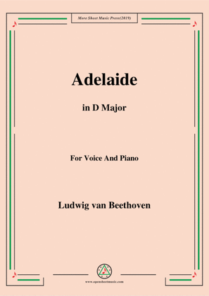 Book cover for Beethoven-Adelaide in D Major,for voice and piano