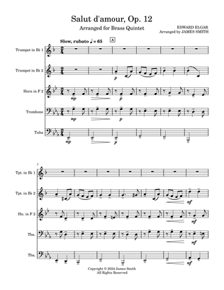 Salut d'amour, Op. 12 for Brass Quintet