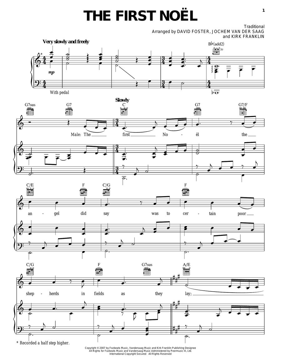 The First Noel Piano, Vocal, Guitar scores gallery preview page 1