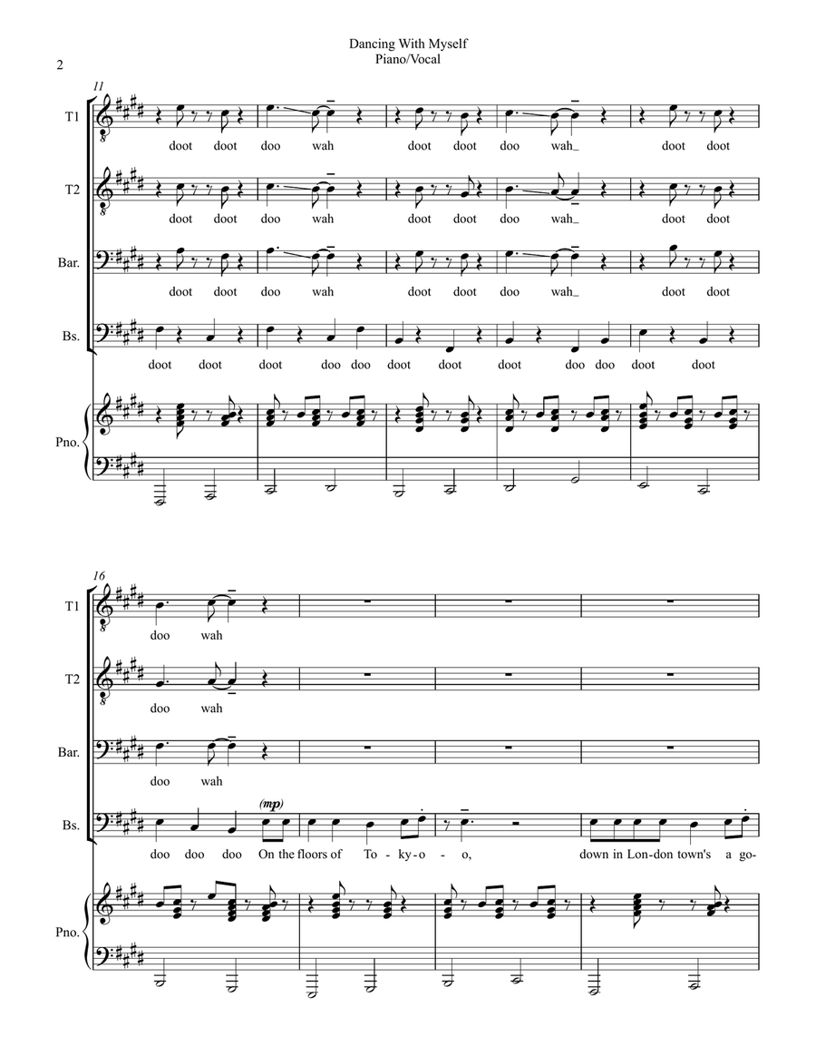 Dancing With Myself TTBB scores gallery preview page 2
