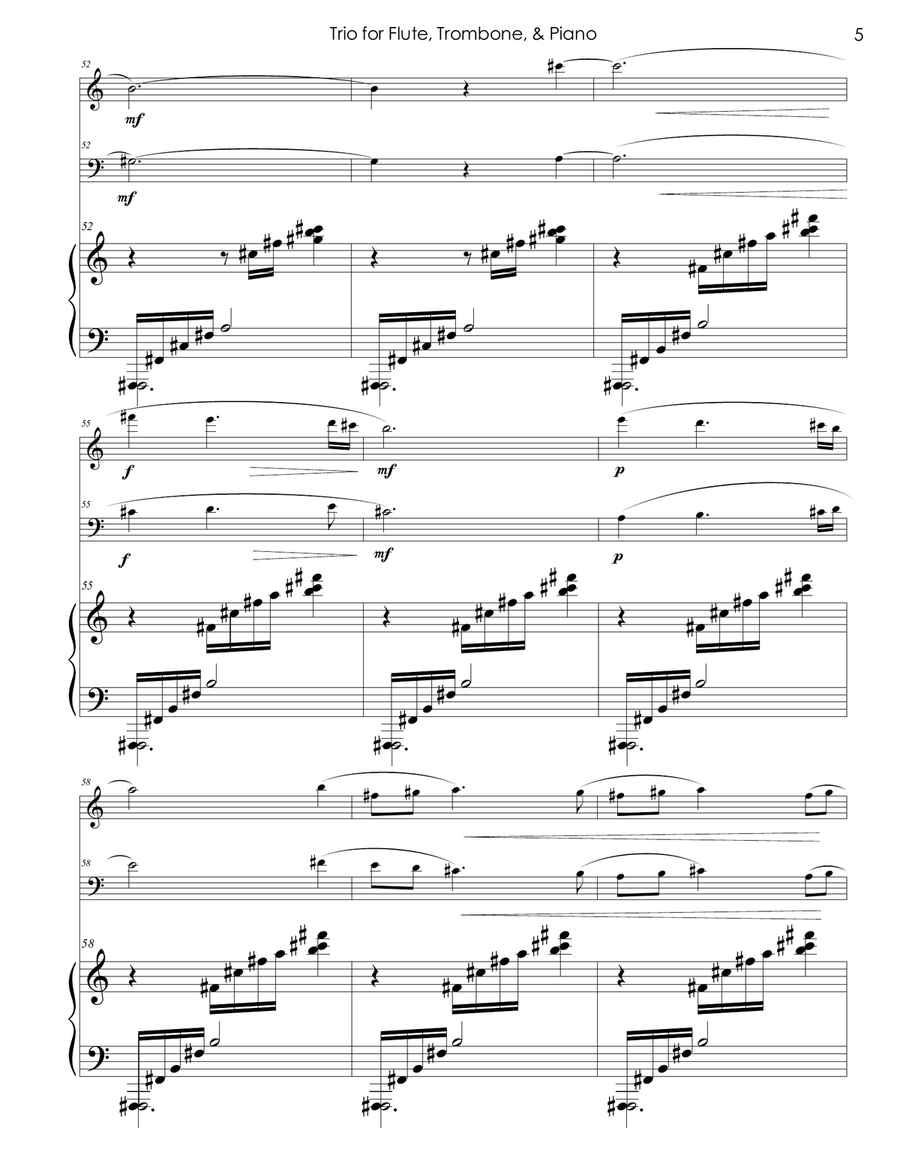 Trio for Flute, Trombone, and Piano Flute scores gallery preview page 5