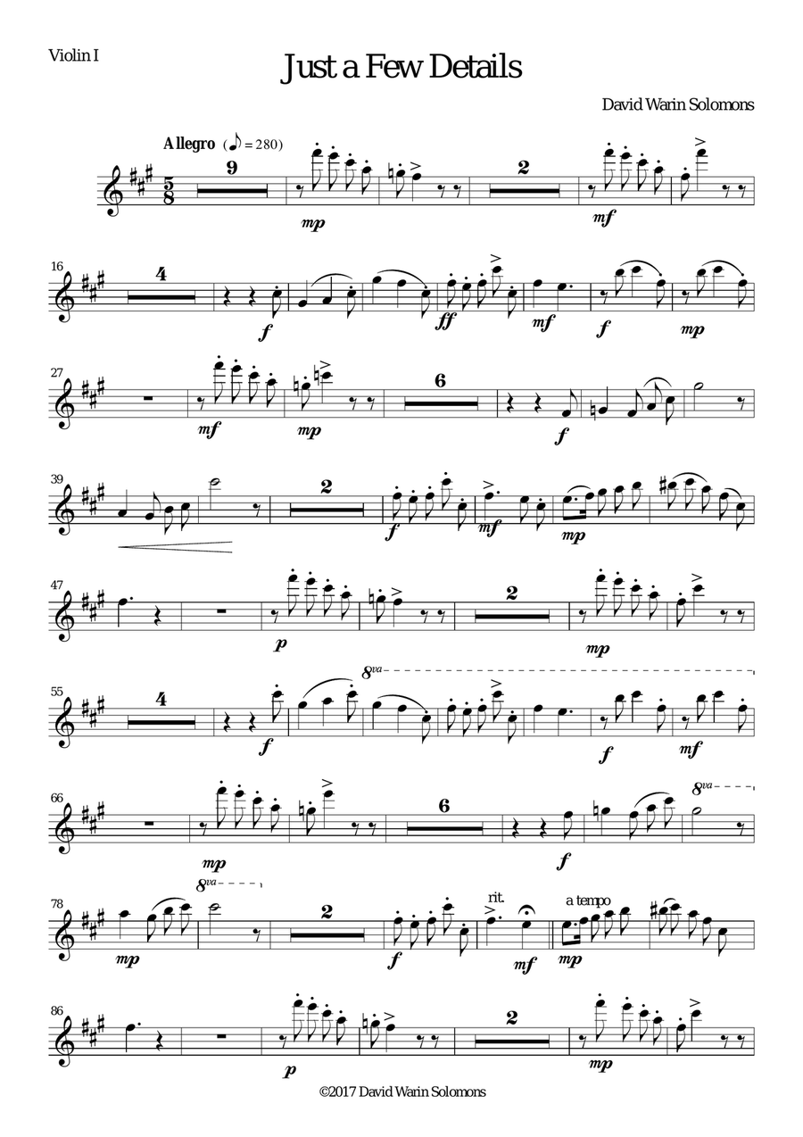 Just a Few Details for string quintet (2 violins, 2 violas, 1 cello) String Trio scores gallery preview page 5