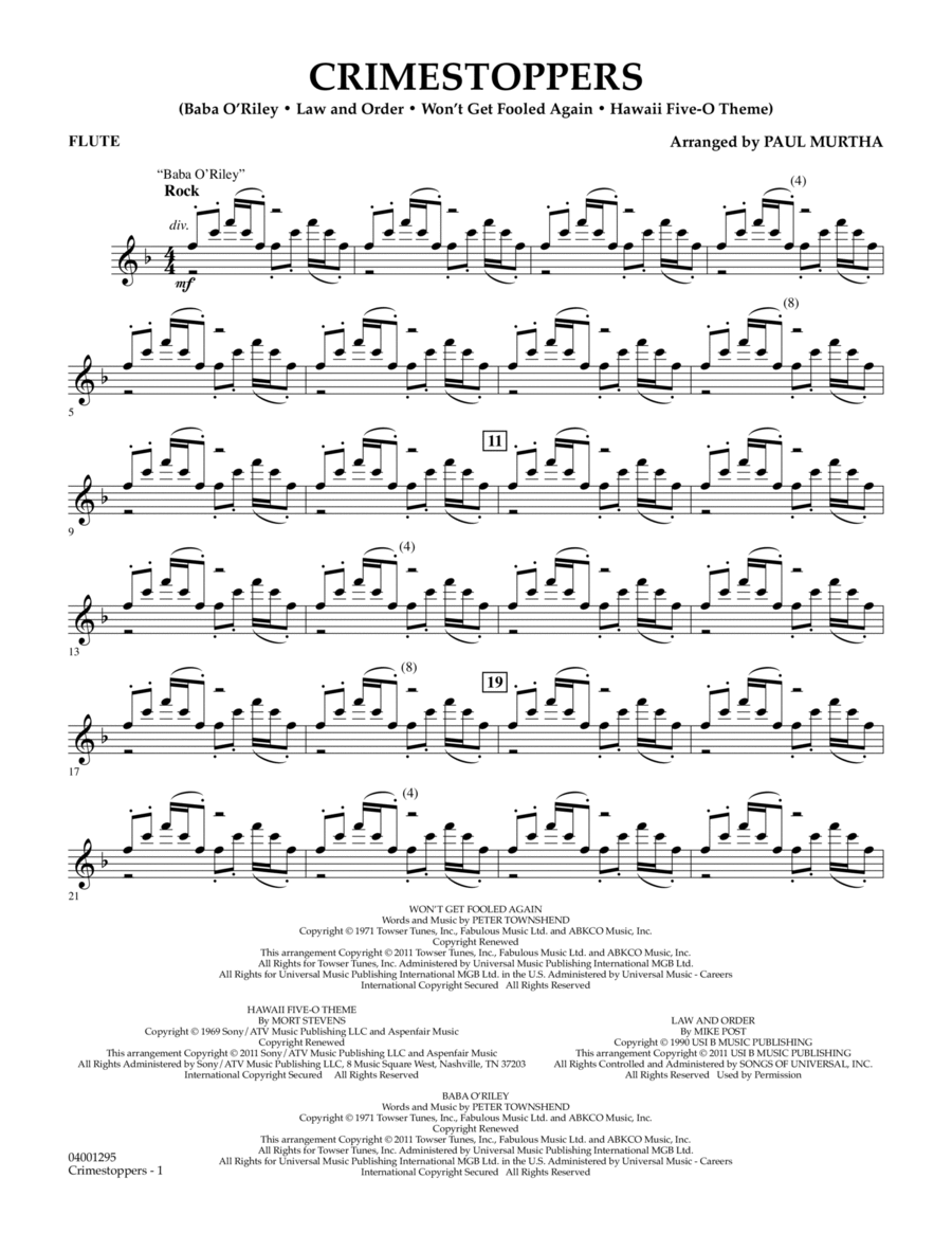 Crimestoppers - Flute Concert Band scores gallery preview page 1