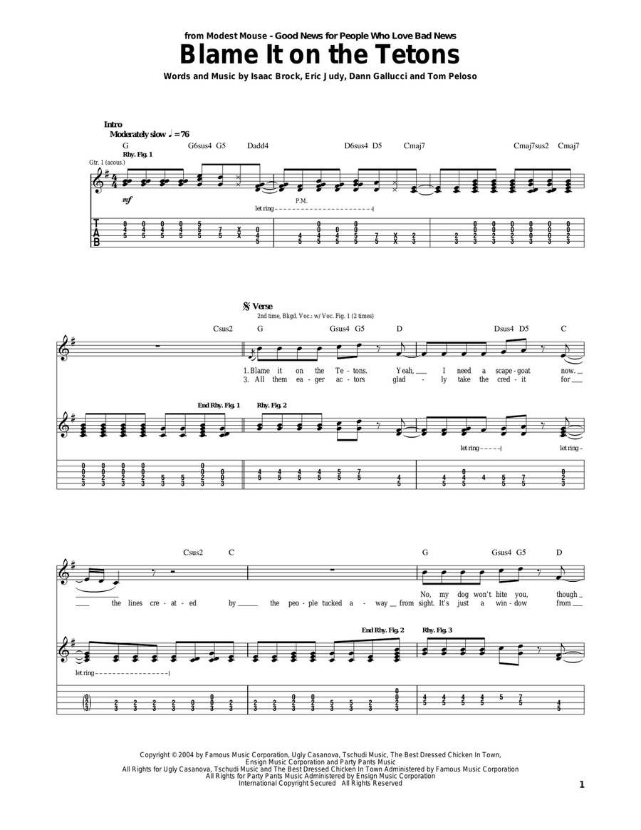 Blame It On The Tetons Acoustic Guitar scores gallery preview page 1