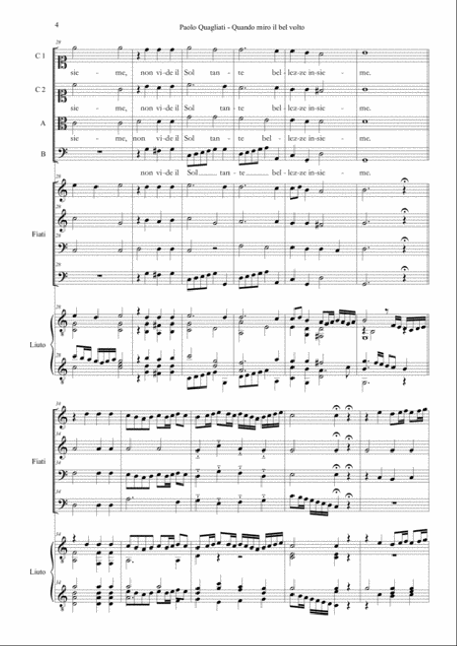 Paolo Quagliati (1555-1628) - Quando miro il bel volto 4-Part scores gallery preview page 4
