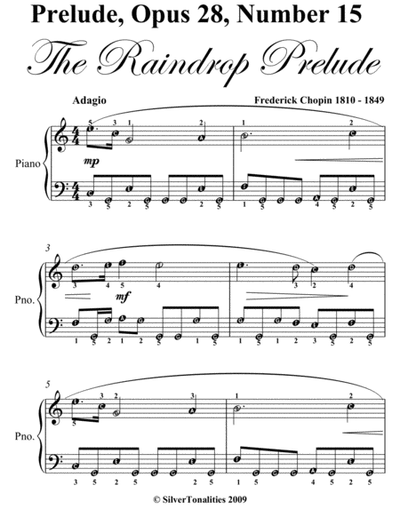 Raindrop Prelude Opus 28 Number 15 Easiest Piano Sheet Music