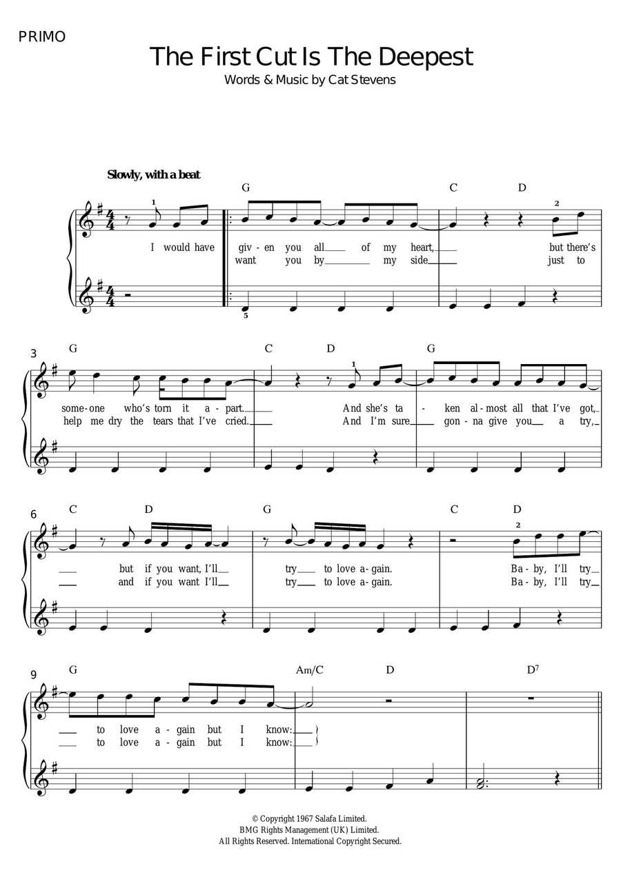 The First Cut Is The Deepest Piano Duet scores gallery preview page 1