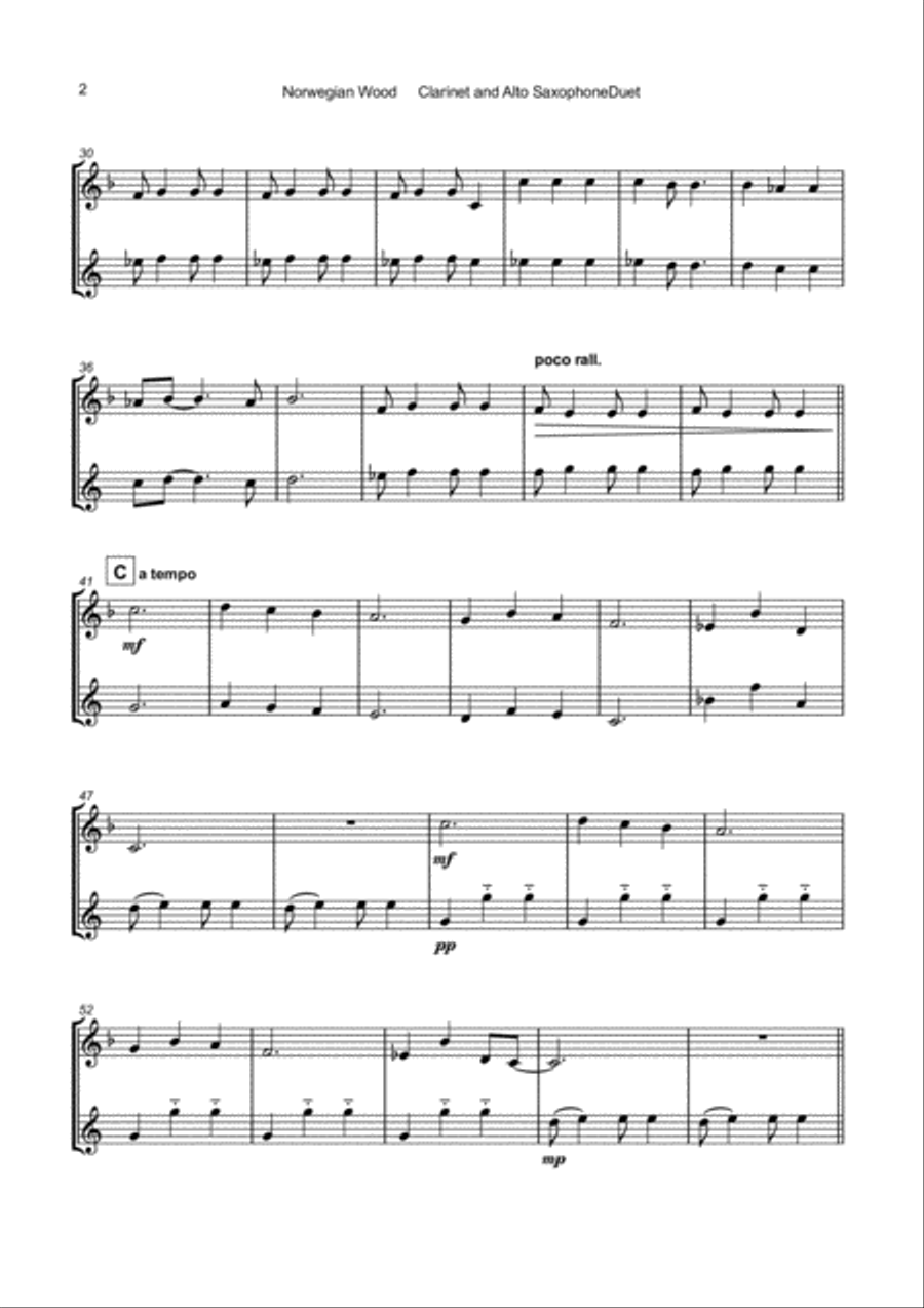 Norwegian Wood (this Bird Has Flown) Woodwind Duet scores gallery preview page 3