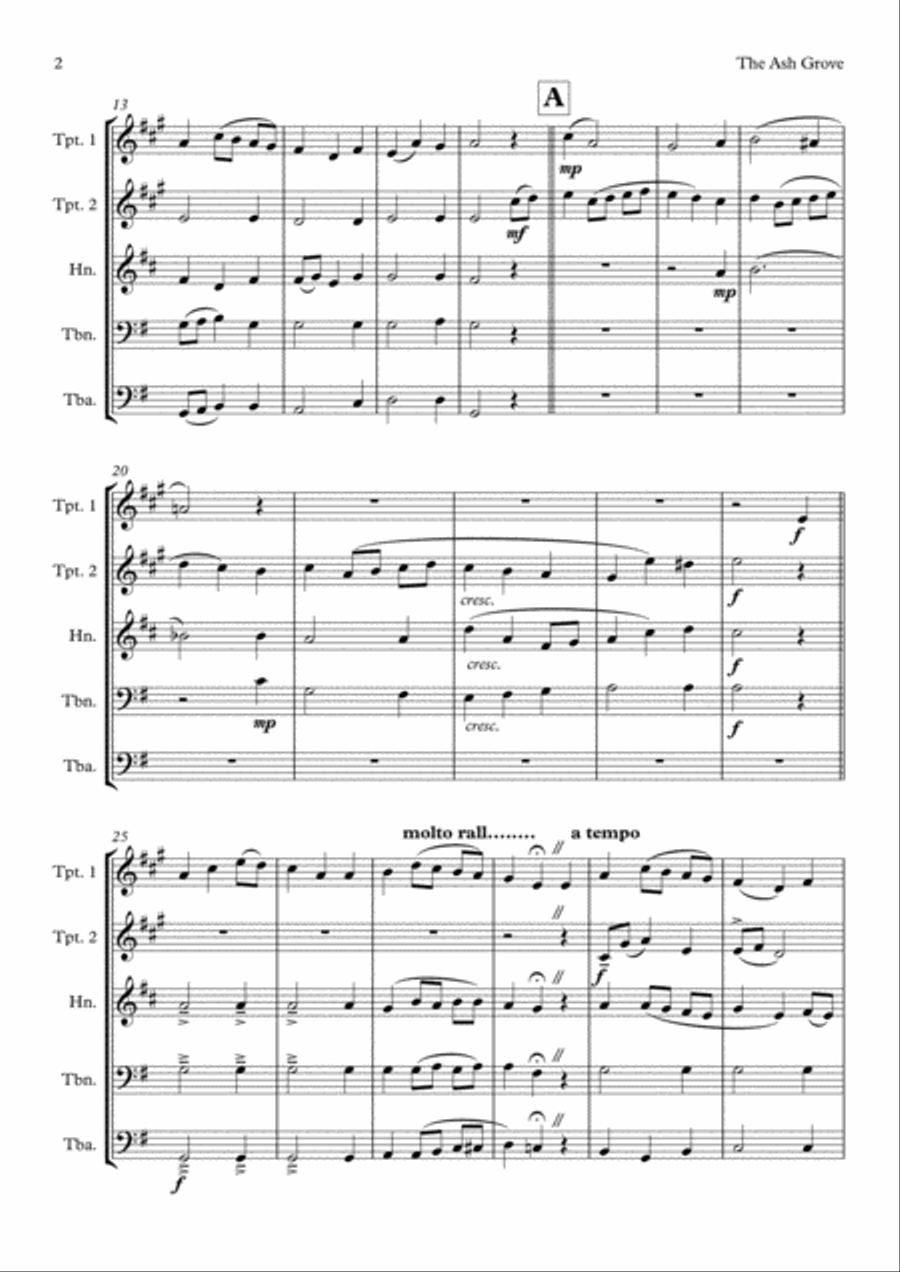 The Ash Grove (Llwyn Onn) Brass Quintet Brass Quintet scores gallery preview page 3